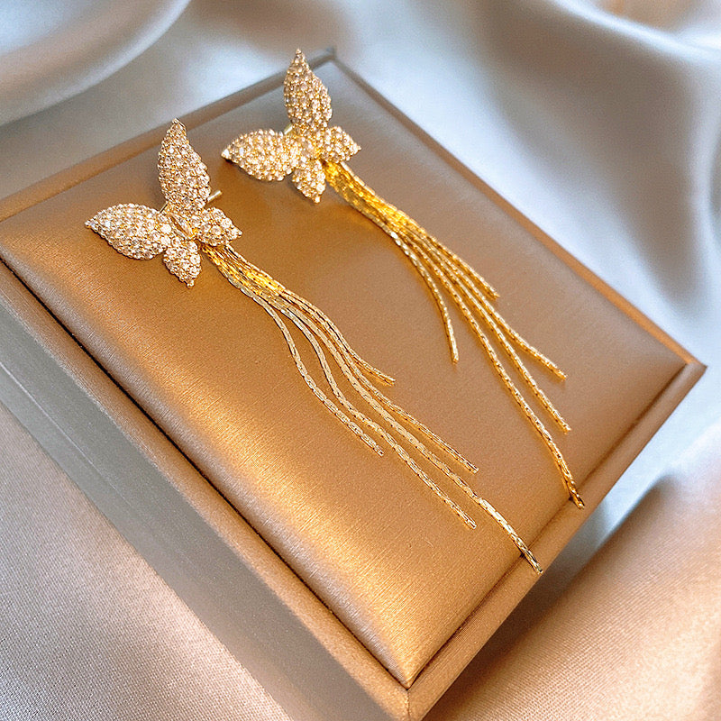 E1001  High Quality Butterfly Tassel Earrings