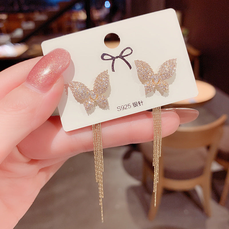 E1001  High Quality Butterfly Tassel Earrings