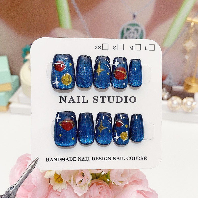 A61 Happy Planet Short Coffin Press on Nails for Women