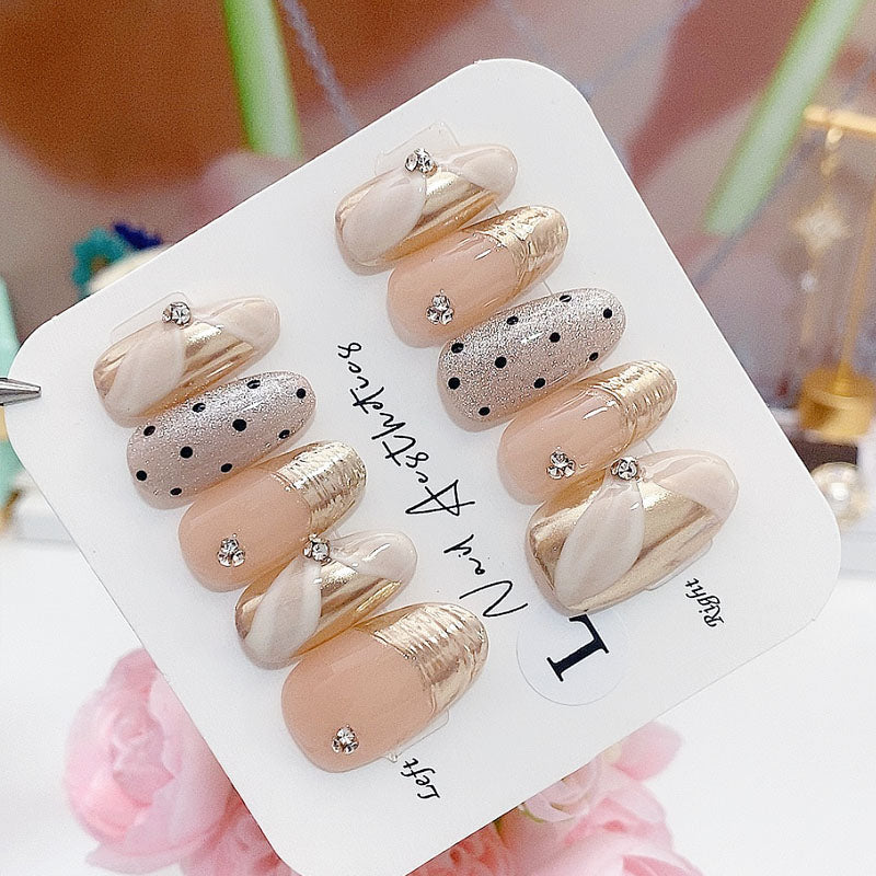 A120 Elegant Long Oval Shape Press on Nails +tool kit