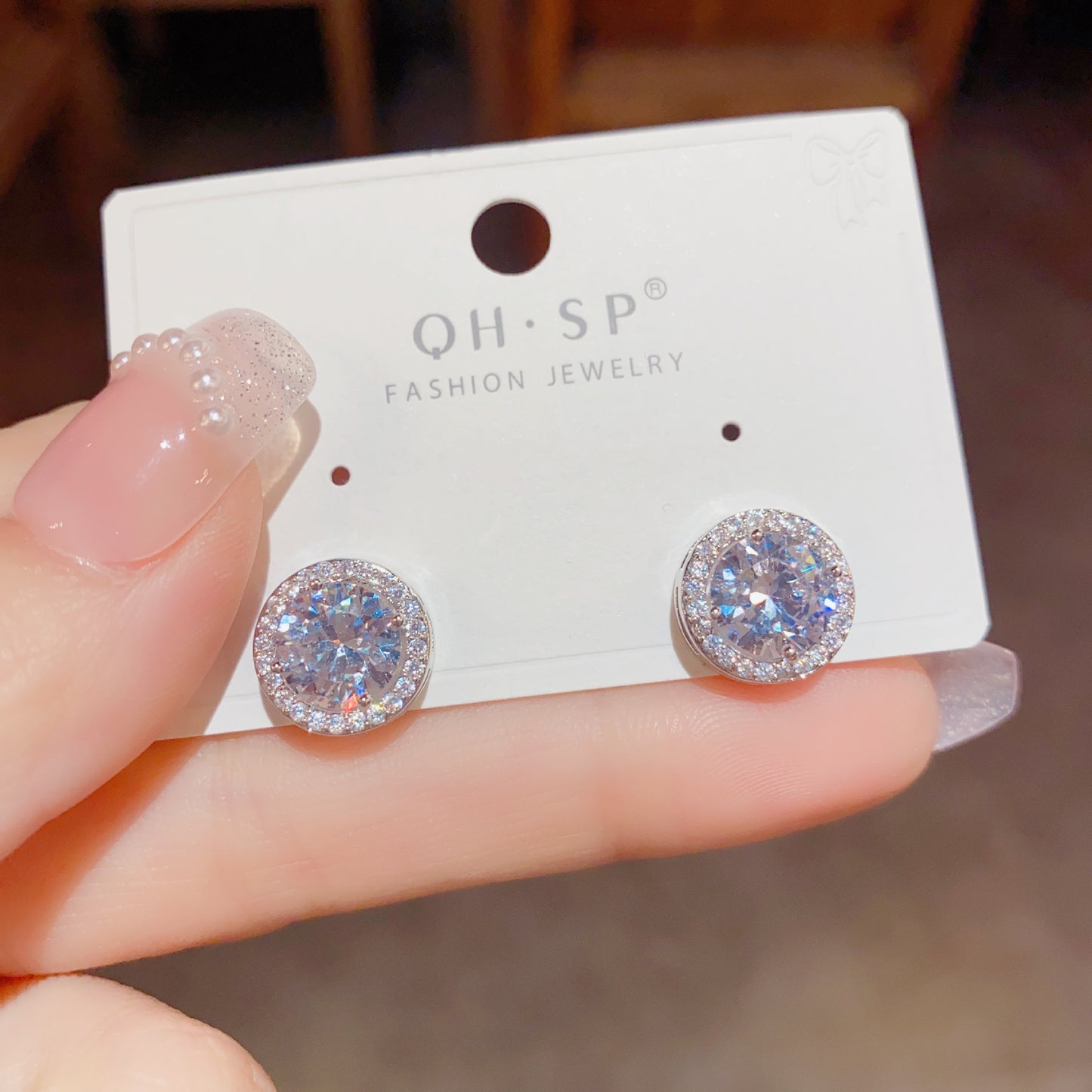 E1007 Fully Zircon Round Stud Earrings