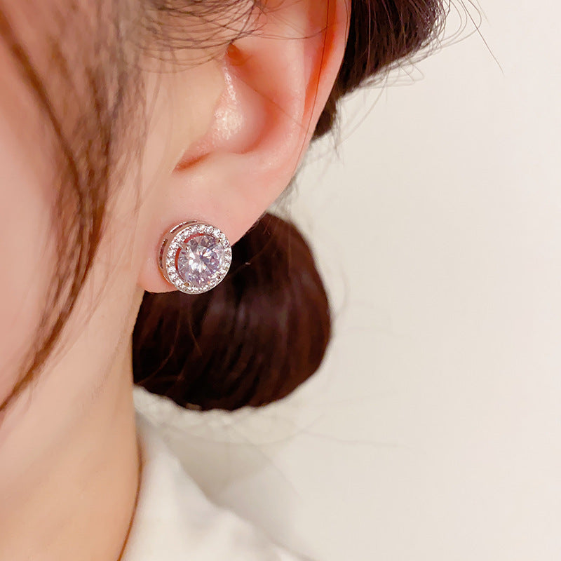 E1007 Fully Zircon Round Stud Earrings