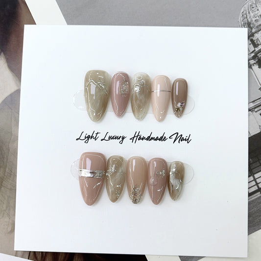 A78 Elegant Almond Shape Press on Nails+tool kit