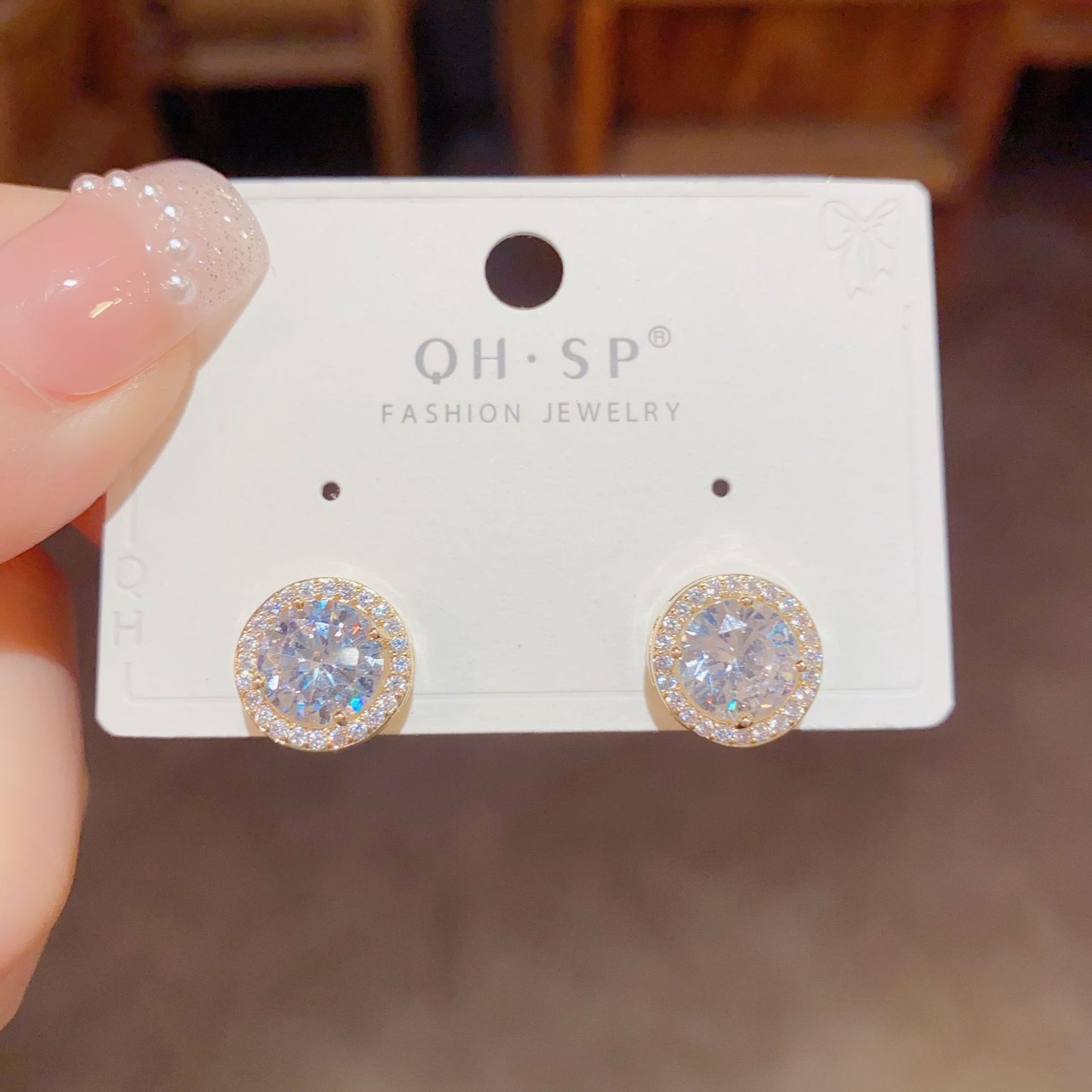 E1007 Fully Zircon Round Stud Earrings