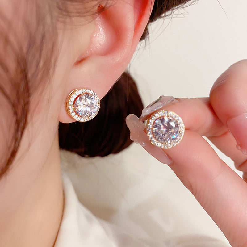 E1007 Fully Zircon Round Stud Earrings