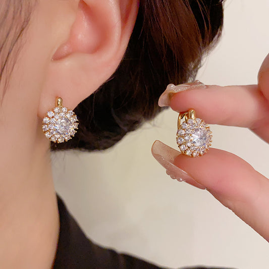 E1010 Fully Zircon Hoop Earrings